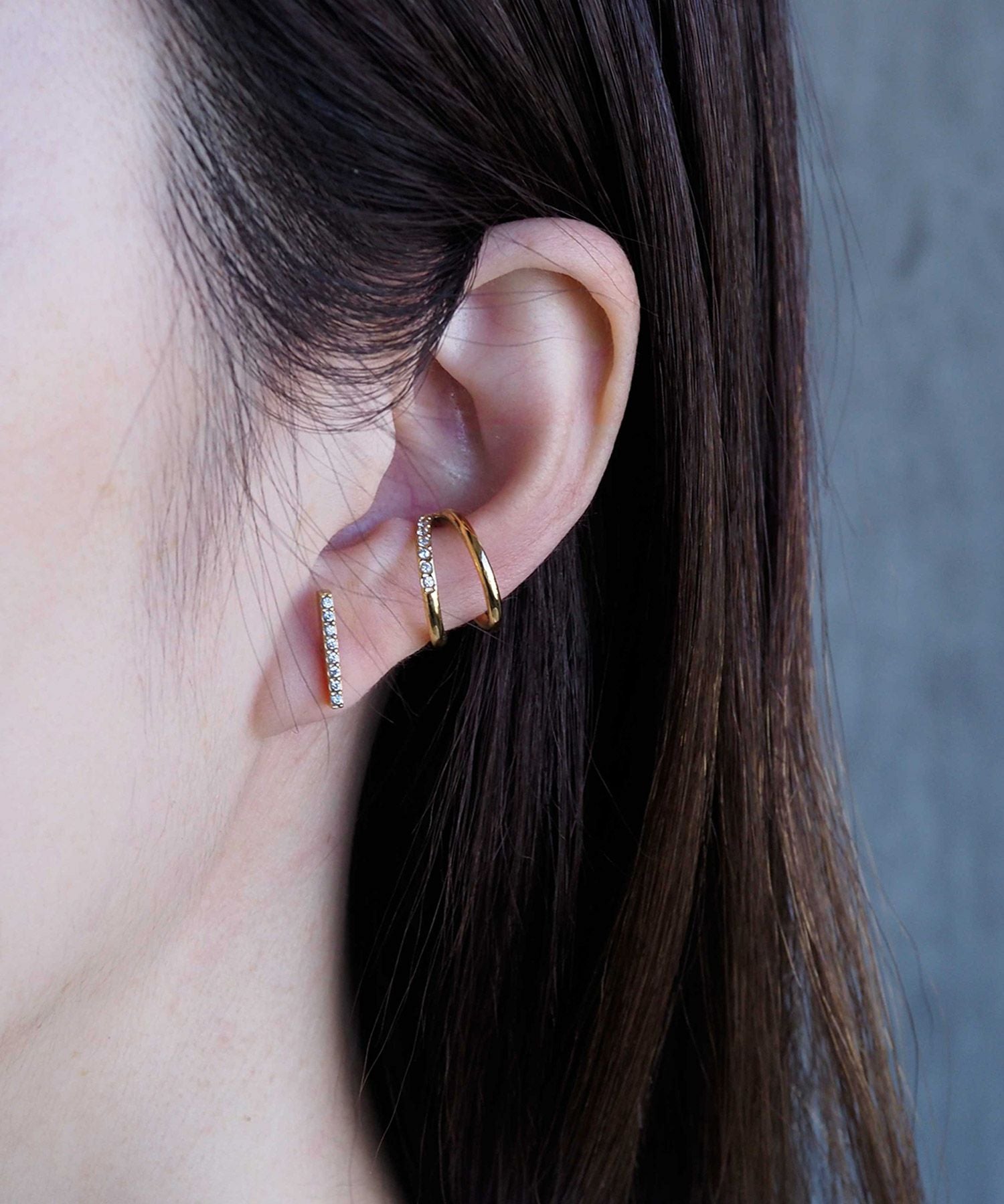 チェーンサージカルステンレスアメリカンピアス＆イヤーカフセット