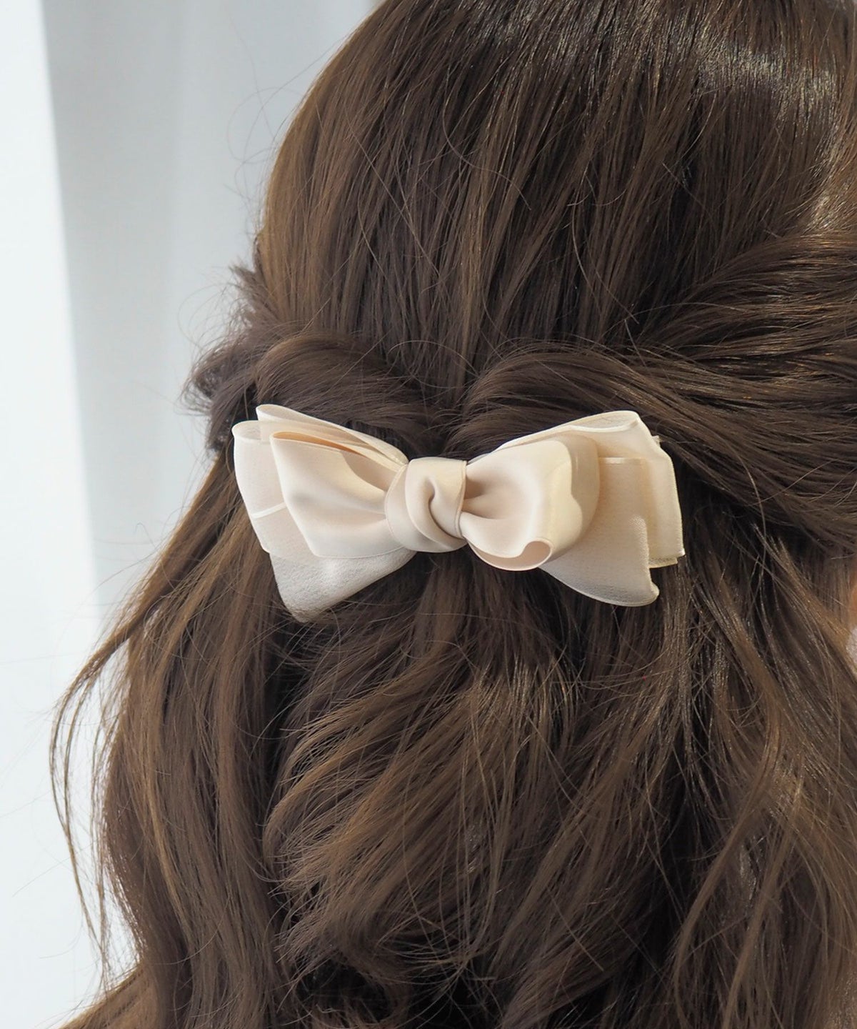 サテンオーガンジーリボンバレッタ