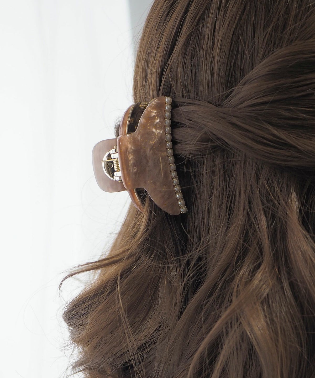 ラメマーブルパールラインバンスクリップ