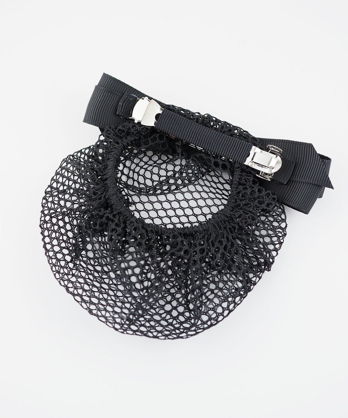 ピタッとズレないネット付きスリムリボンバレッタ