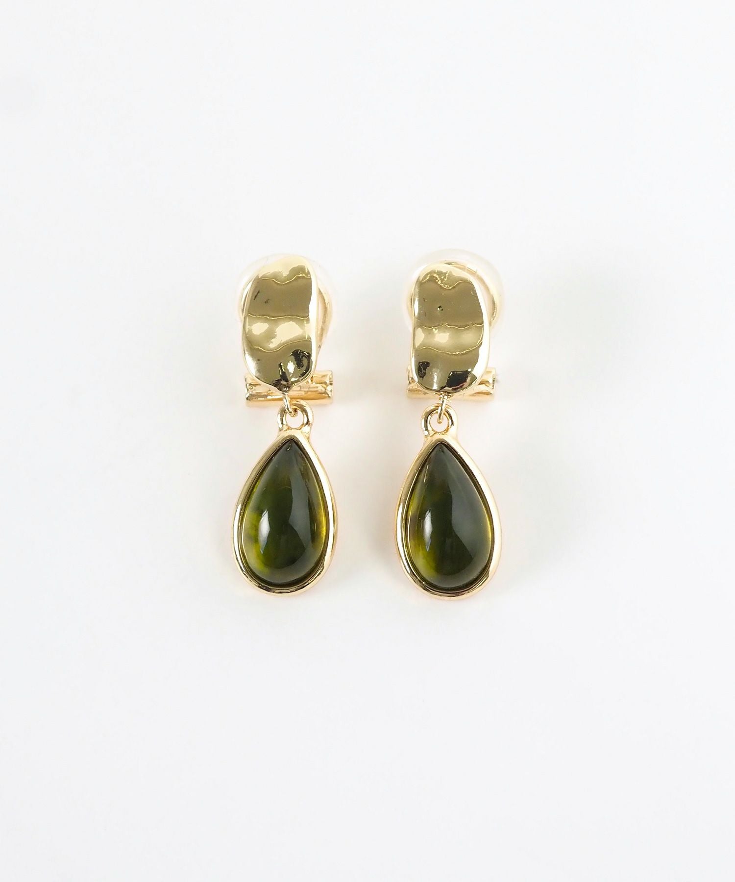 ドロップカラーストーンクリップイヤリング