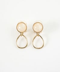 ラウンドカラーストーンクリップイヤリング