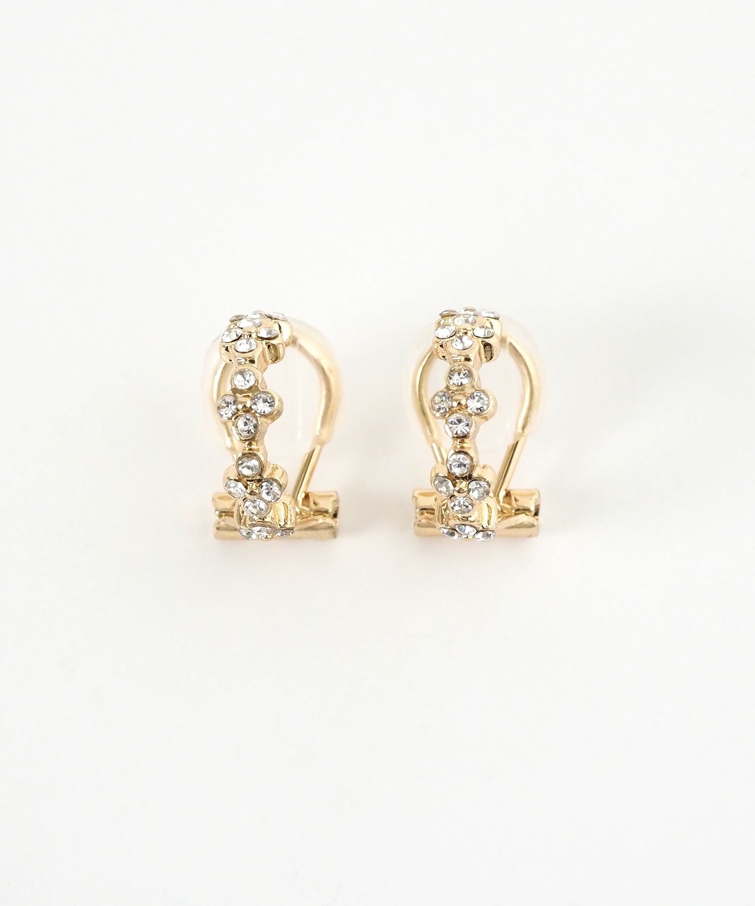 フラワーストーンクリップイヤリング