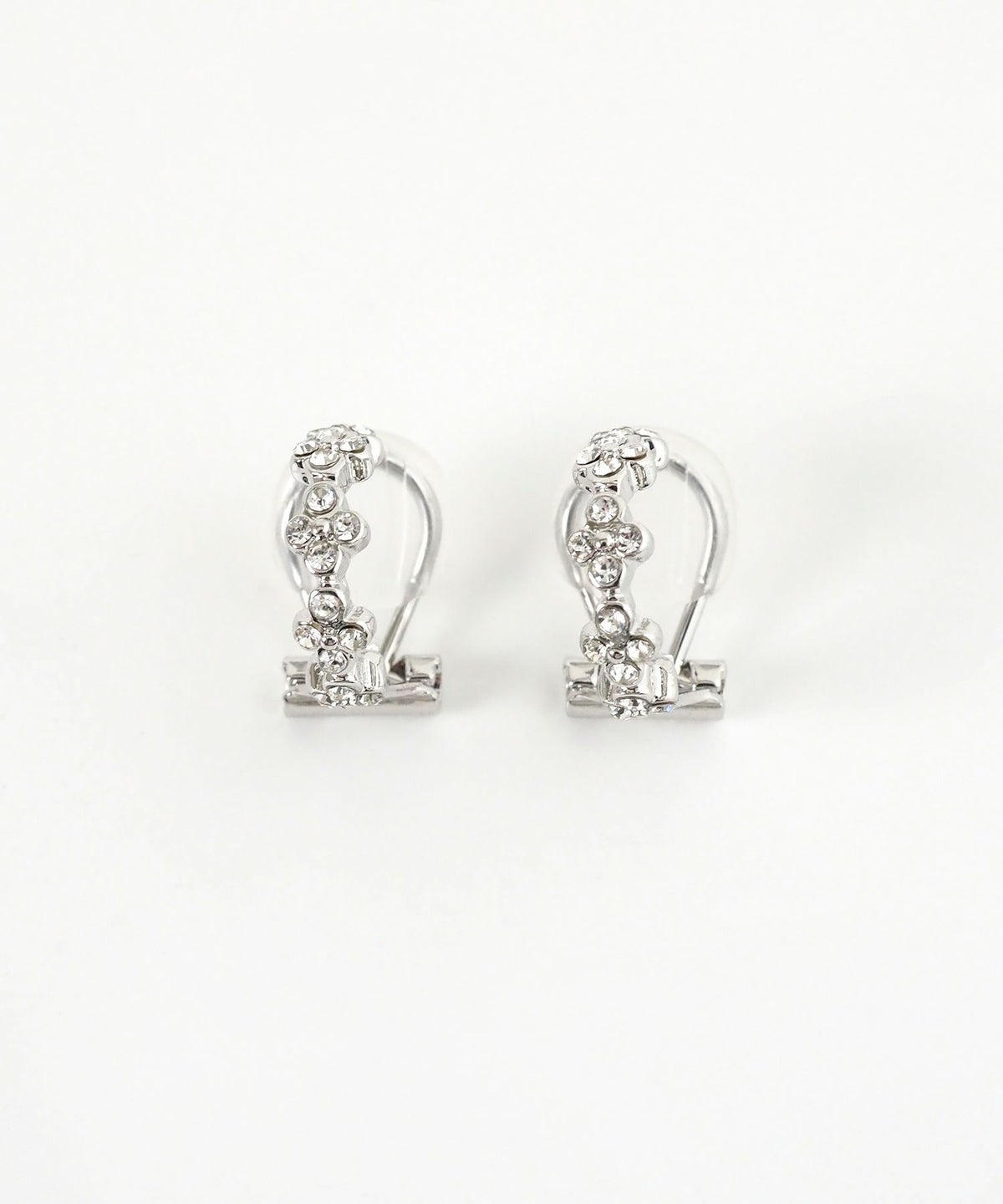 フラワーストーンクリップイヤリング