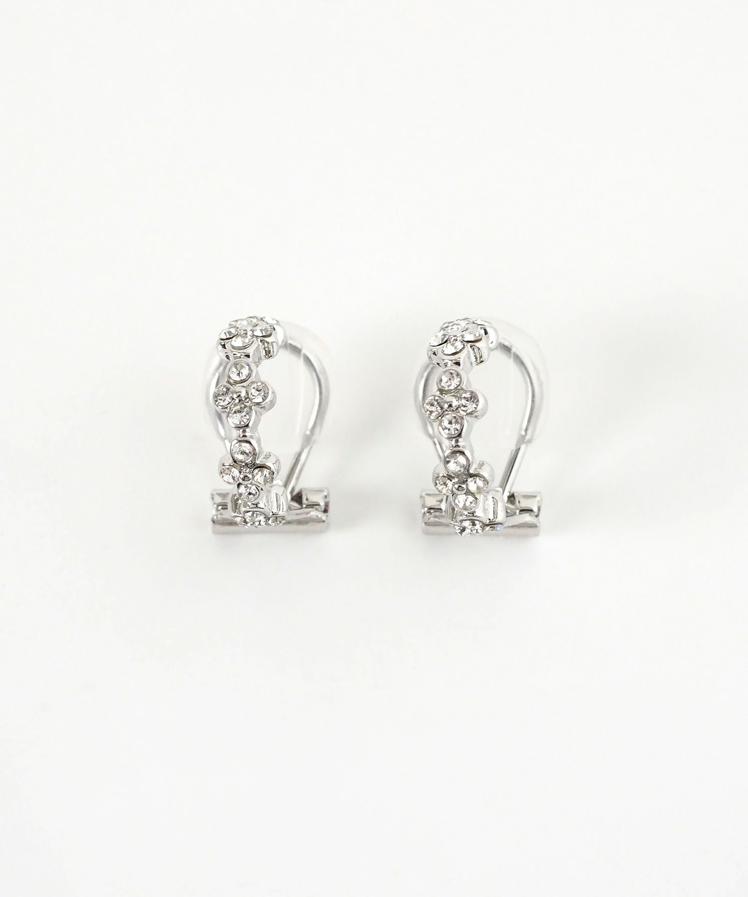 フラワーストーンクリップイヤリング