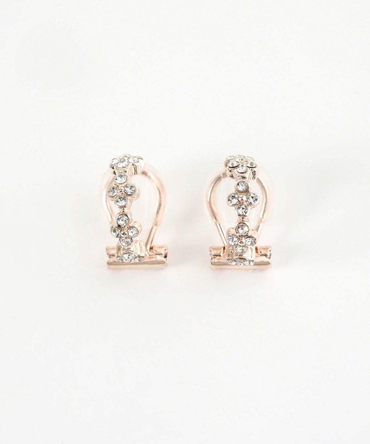 フラワーストーンクリップイヤリング