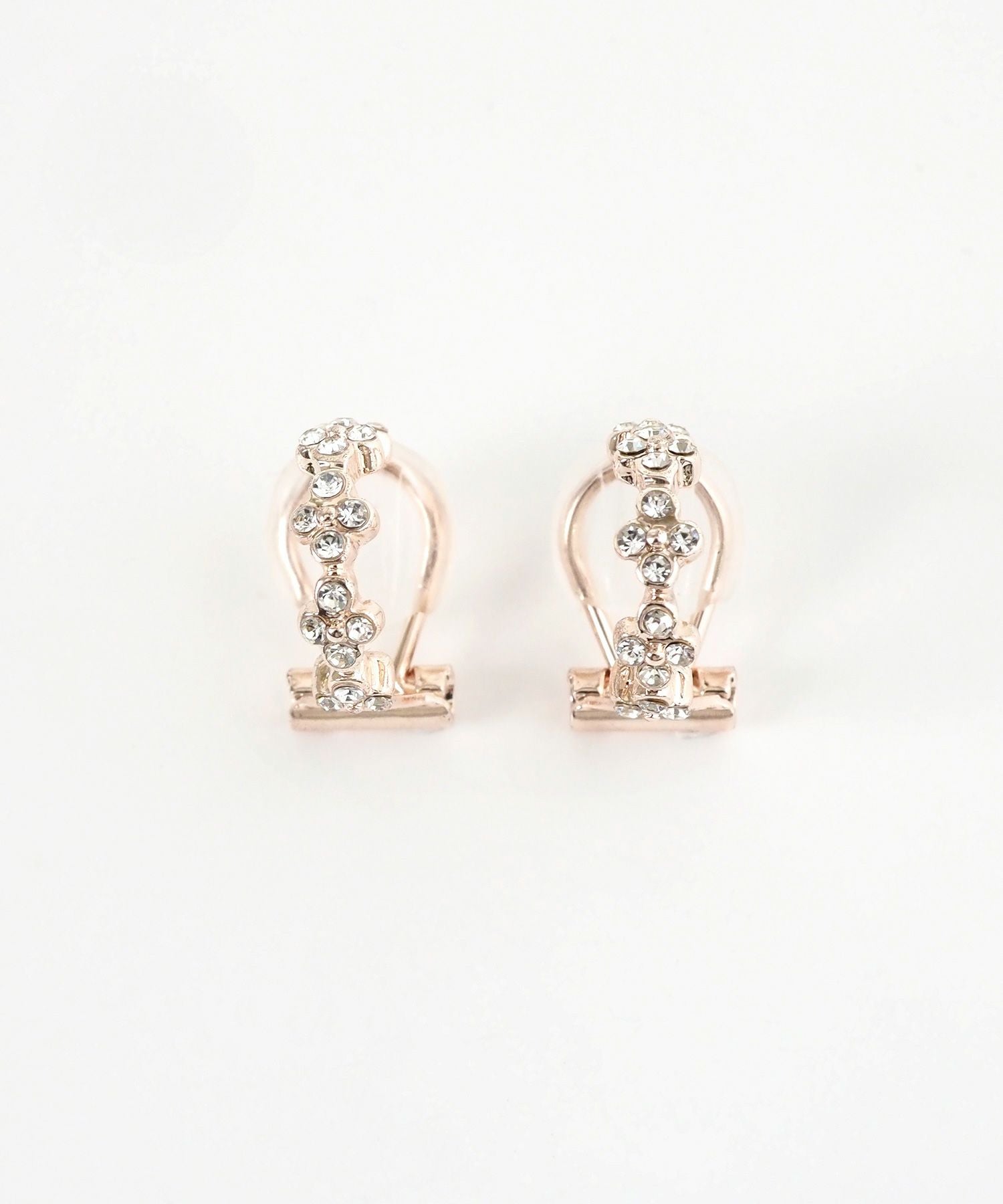 フラワーストーンクリップイヤリング