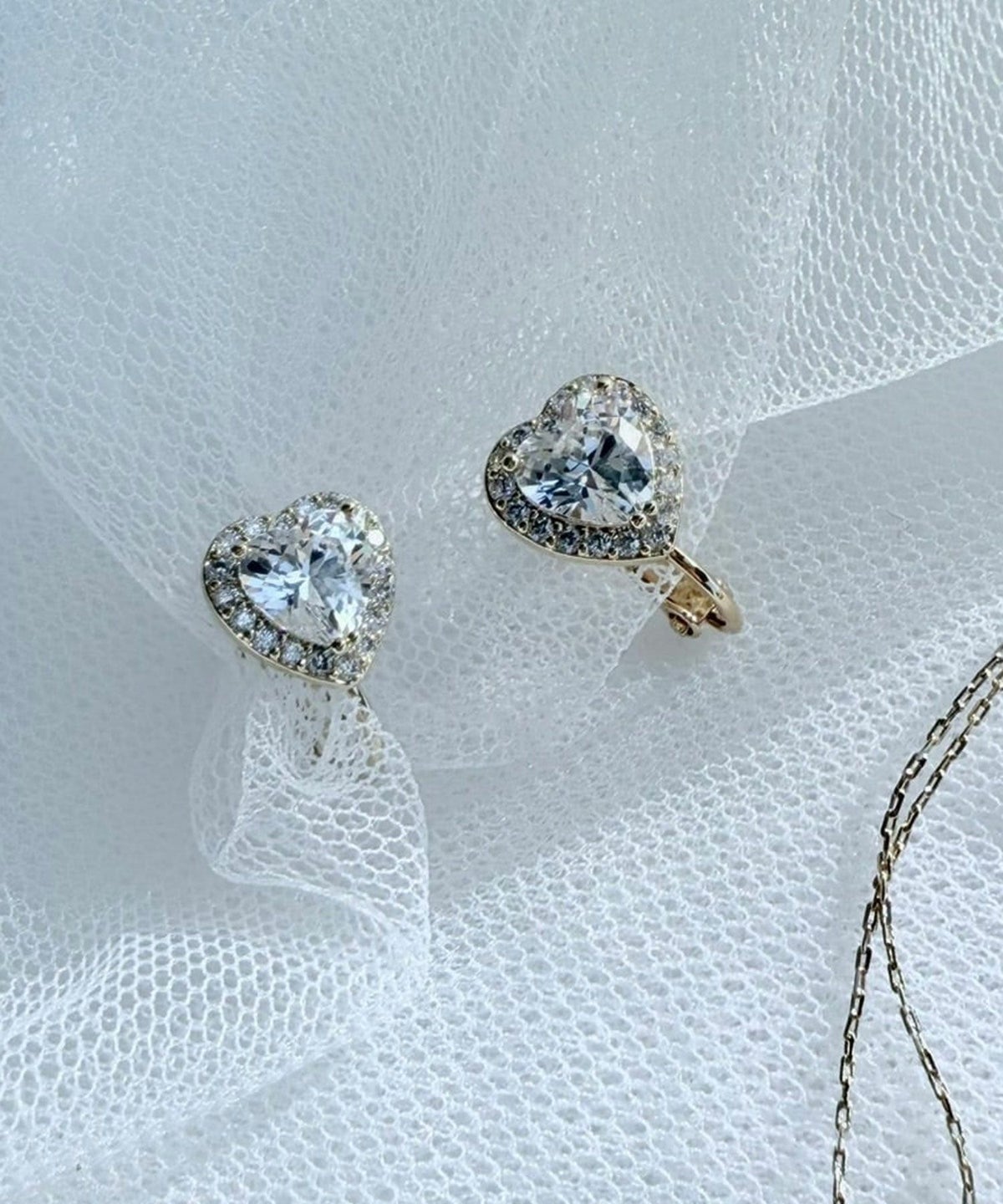 キュービックハートイヤリング【Dahlia】