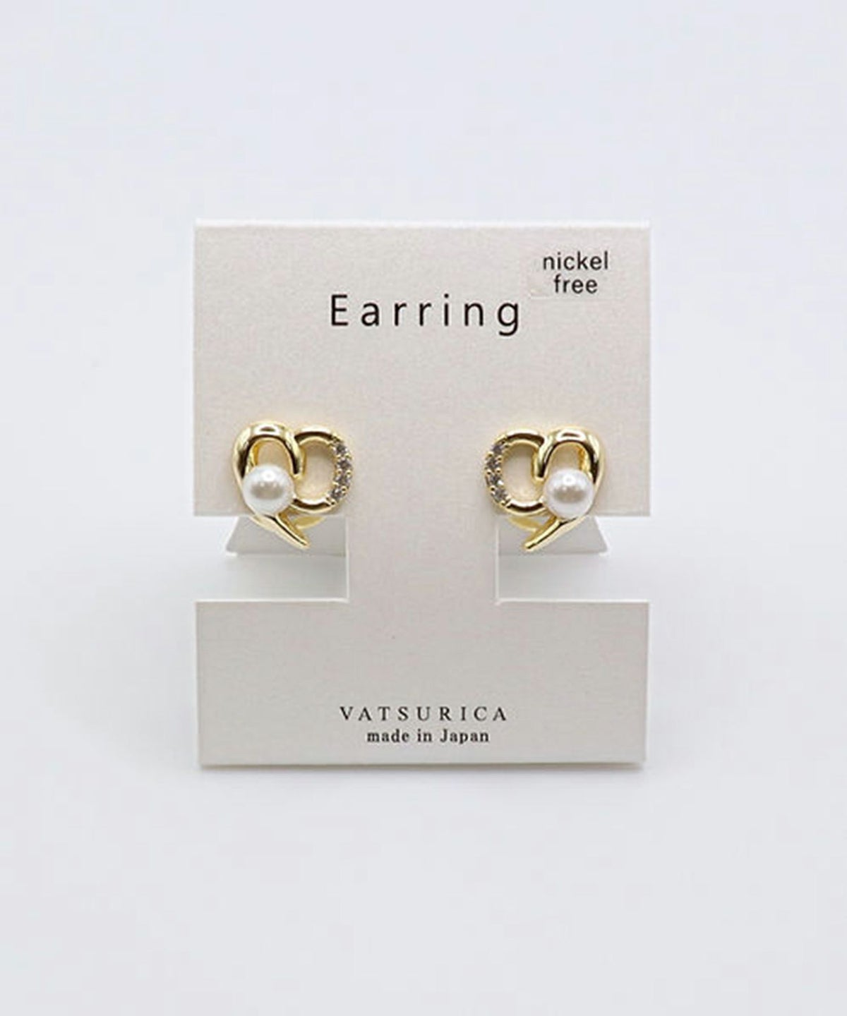 パールハートラウンドメタルイヤリング