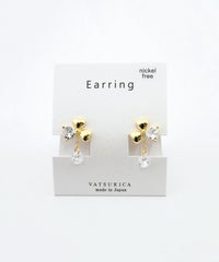 ミツバビジューラウンドメタルイヤリング