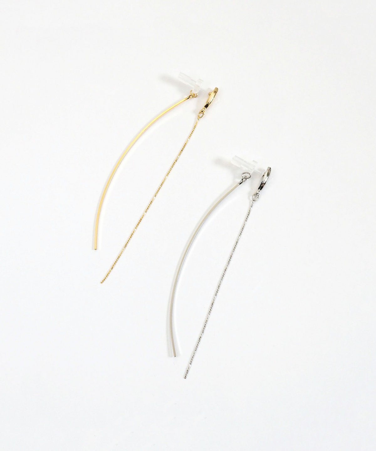 ストレートチェーンセラミックポストピアス