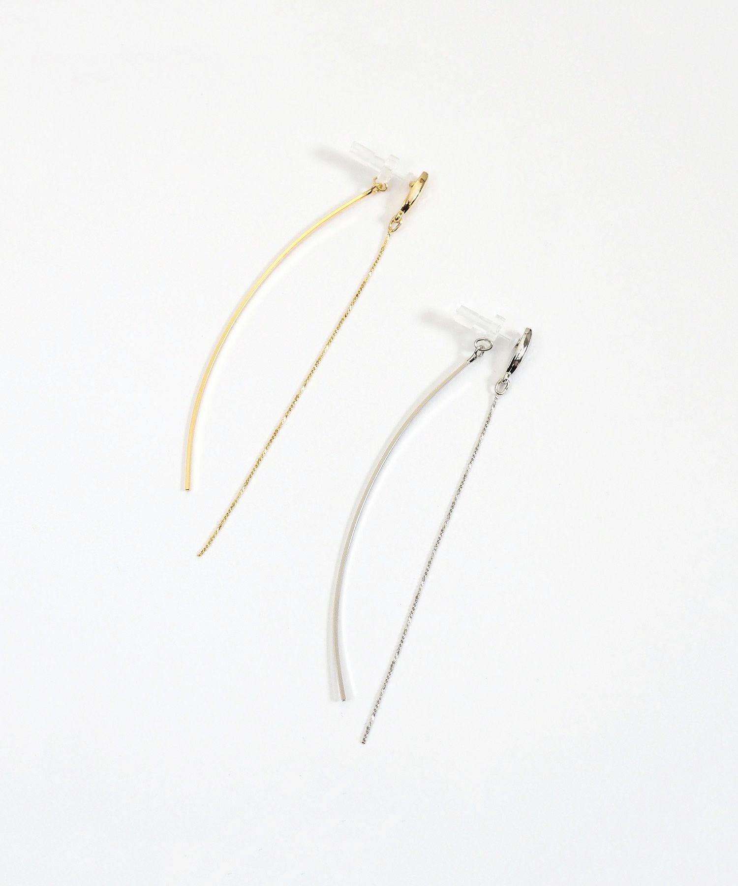 ストレートチェーンセラミックポストピアス