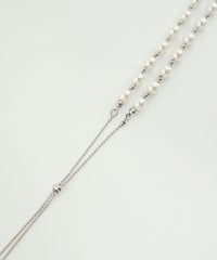 パールメタルボールロングネックレス