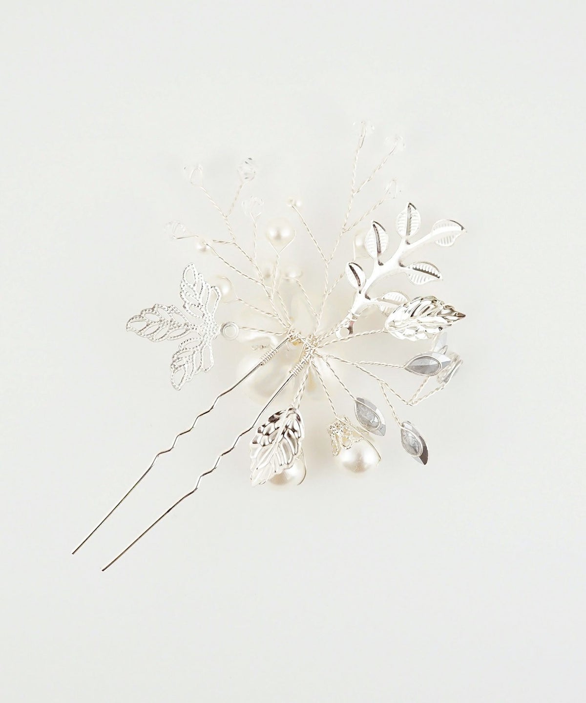 メタルリーフパールフラワーUピン