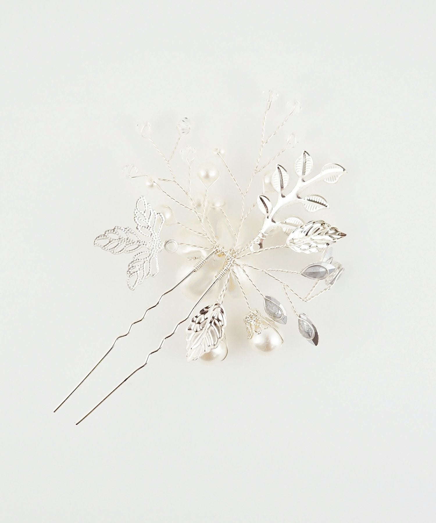 メタルリーフパールフラワーUピン