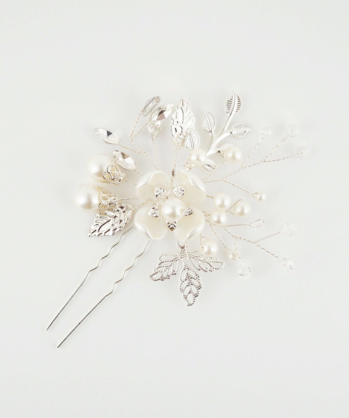 メタルリーフパールフラワーUピン