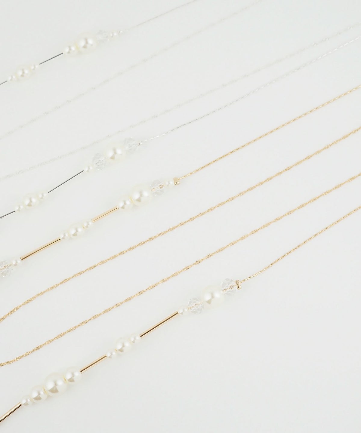 ランダムパールチェーン2連ロングネックレス