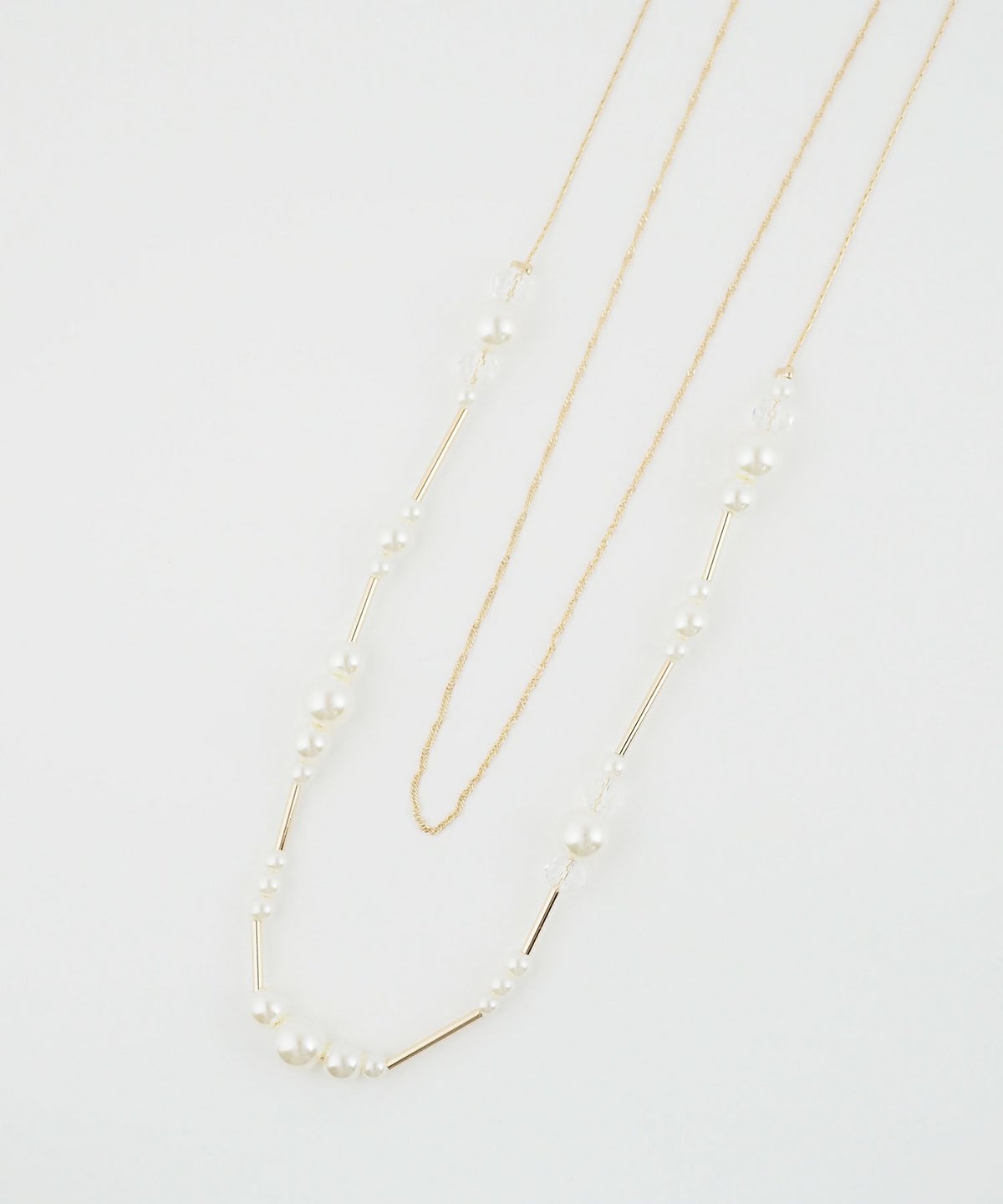 ランダムパールチェーン2連ロングネックレス