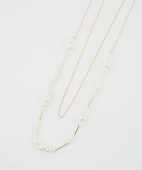 ランダムパールチェーン2連ロングネックレス