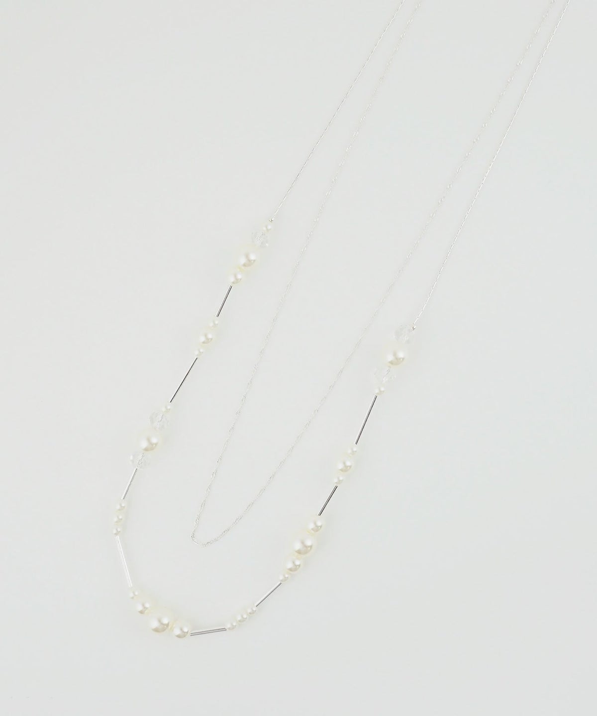 ランダムパールチェーン2連ロングネックレス