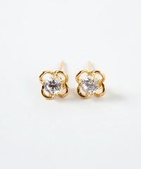 フラワーキュービックK18ポストピアス