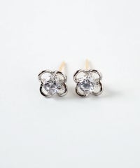 フラワーキュービックK18ポストピアス