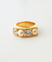 キュービックジルコニア×シェルパールリング