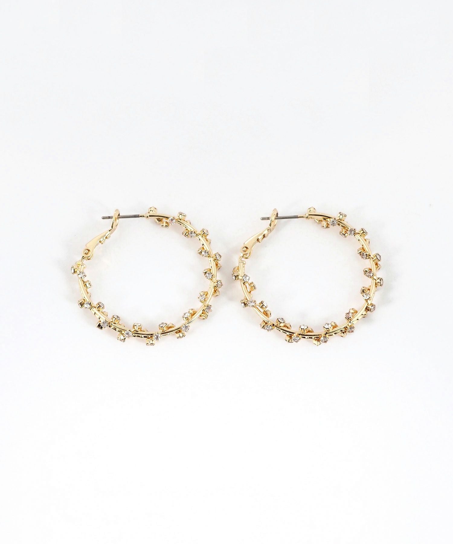 スパイラルストーンフープピアス