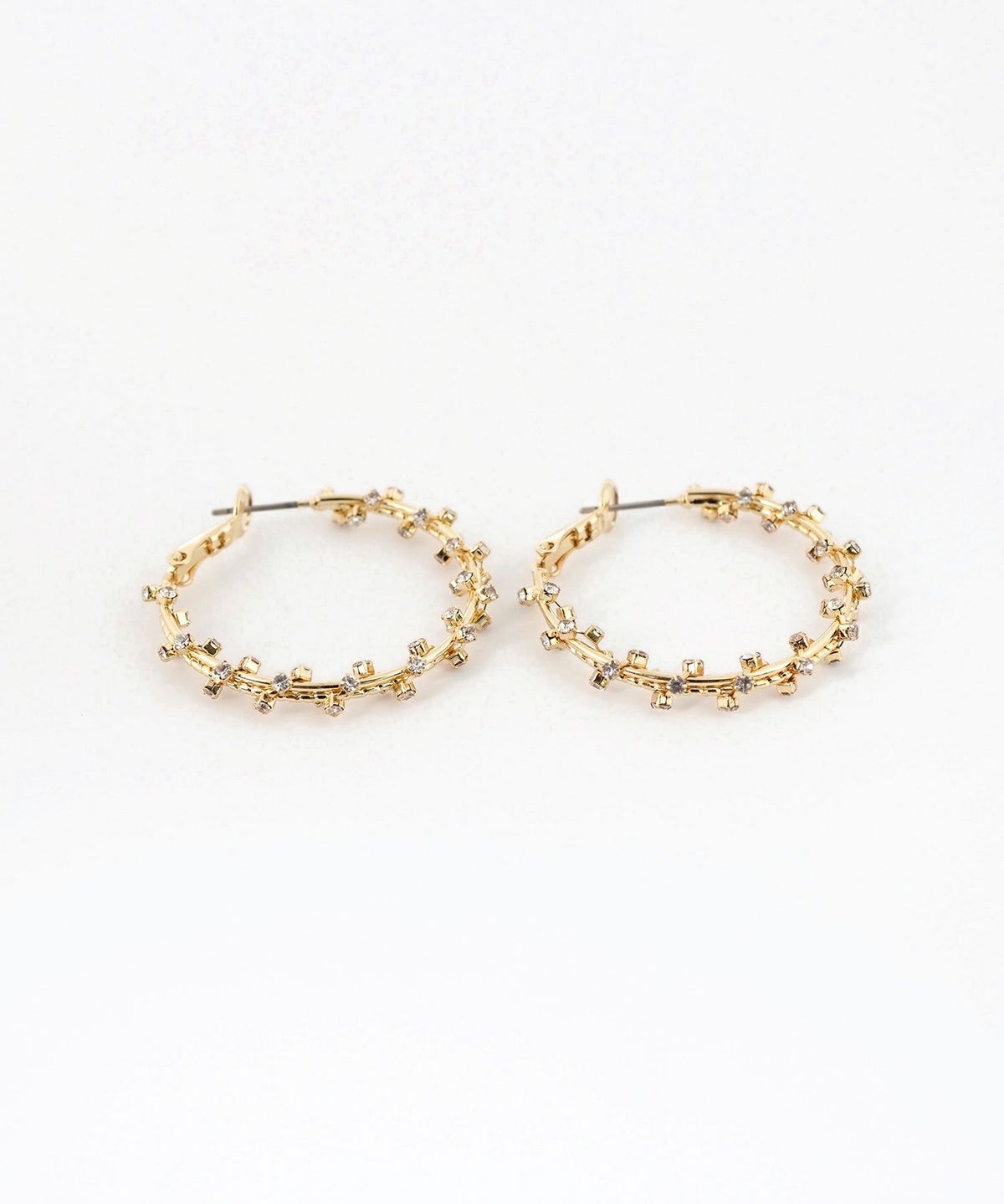 スパイラルストーンフープピアス