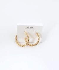 シャインメタルビーズフープピアス