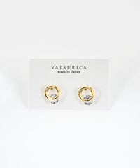 ダブルサークルキュービックチタンポストピアス