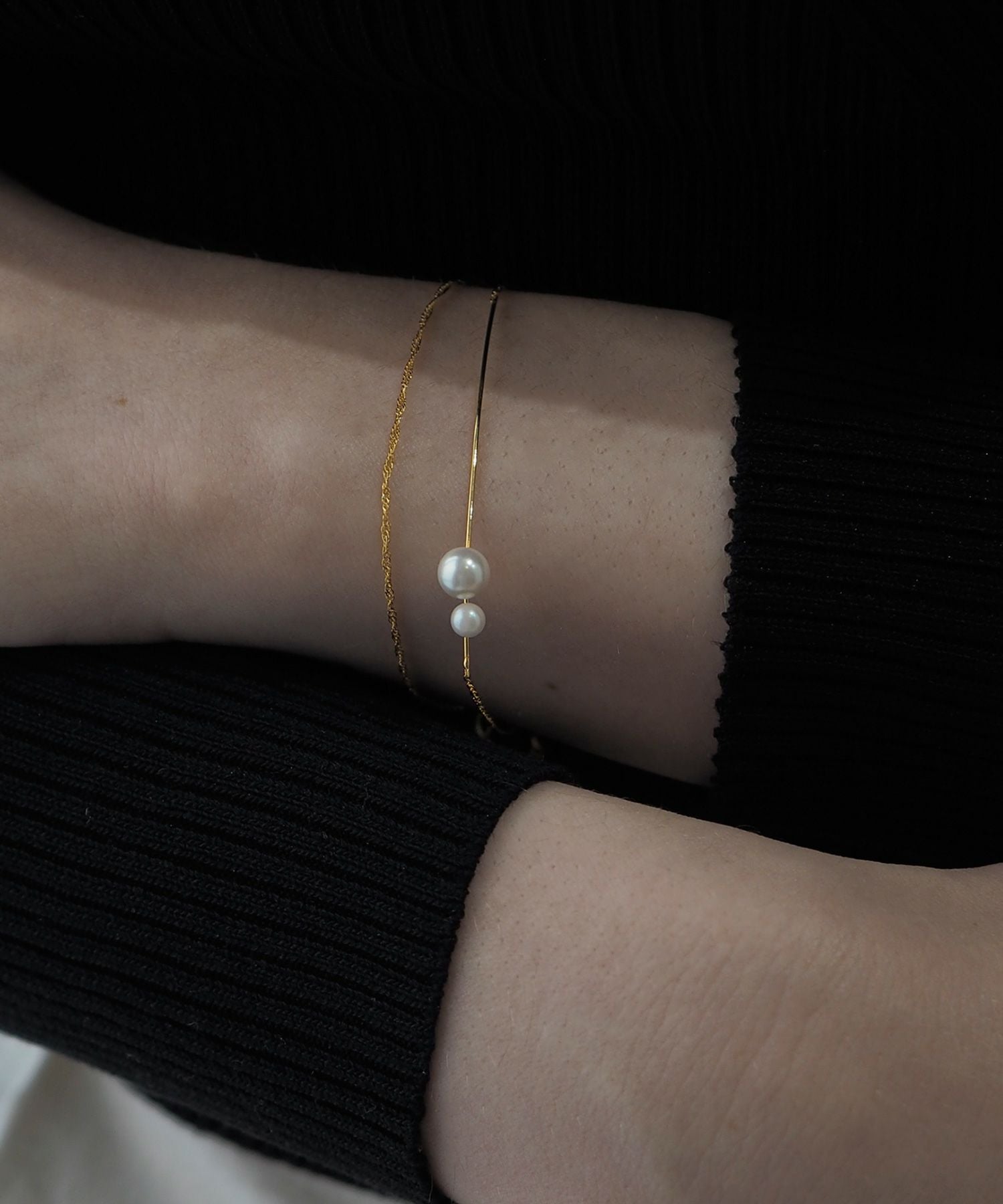 ポイントパールチェーンセットブレスレット