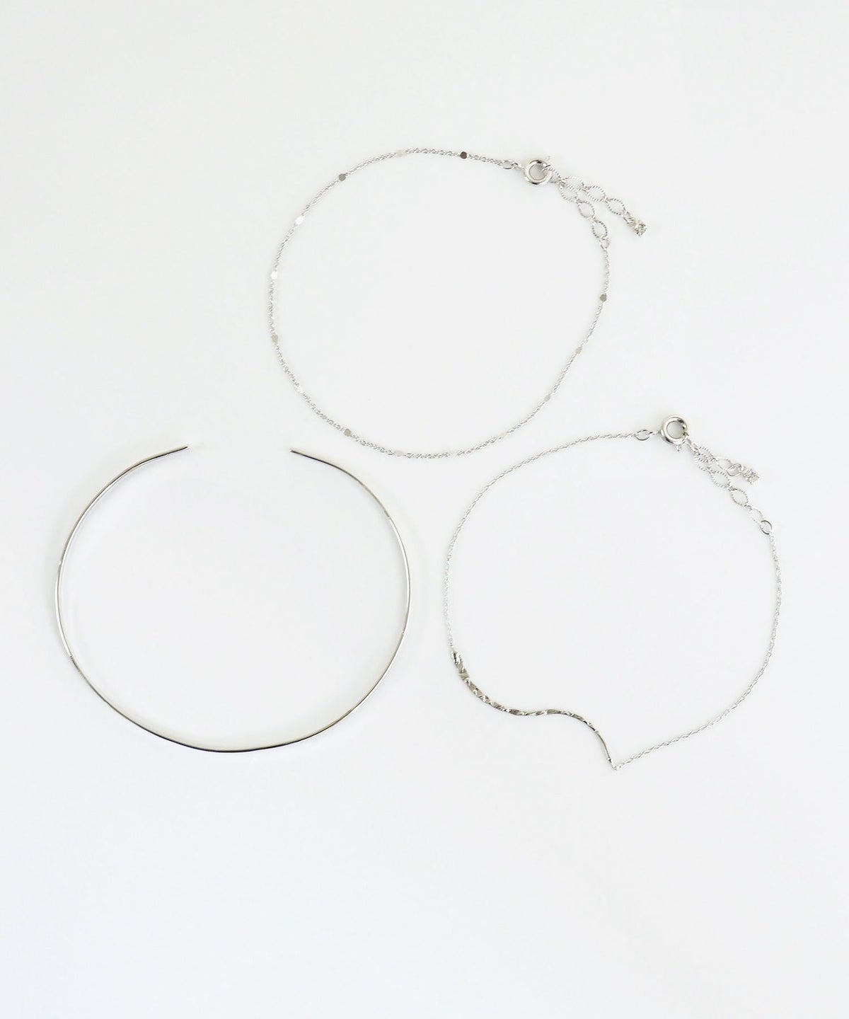 バングル&ウェーブトップチェーンセットブレスレット