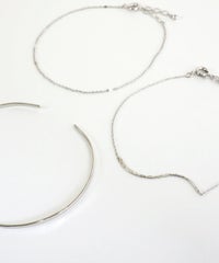 バングル&ウェーブトップチェーンセットブレスレット