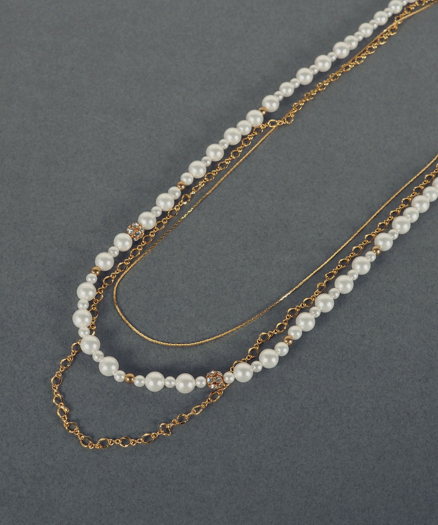 3連ミドルチェーンパールネックレス【MUK voyalibre】