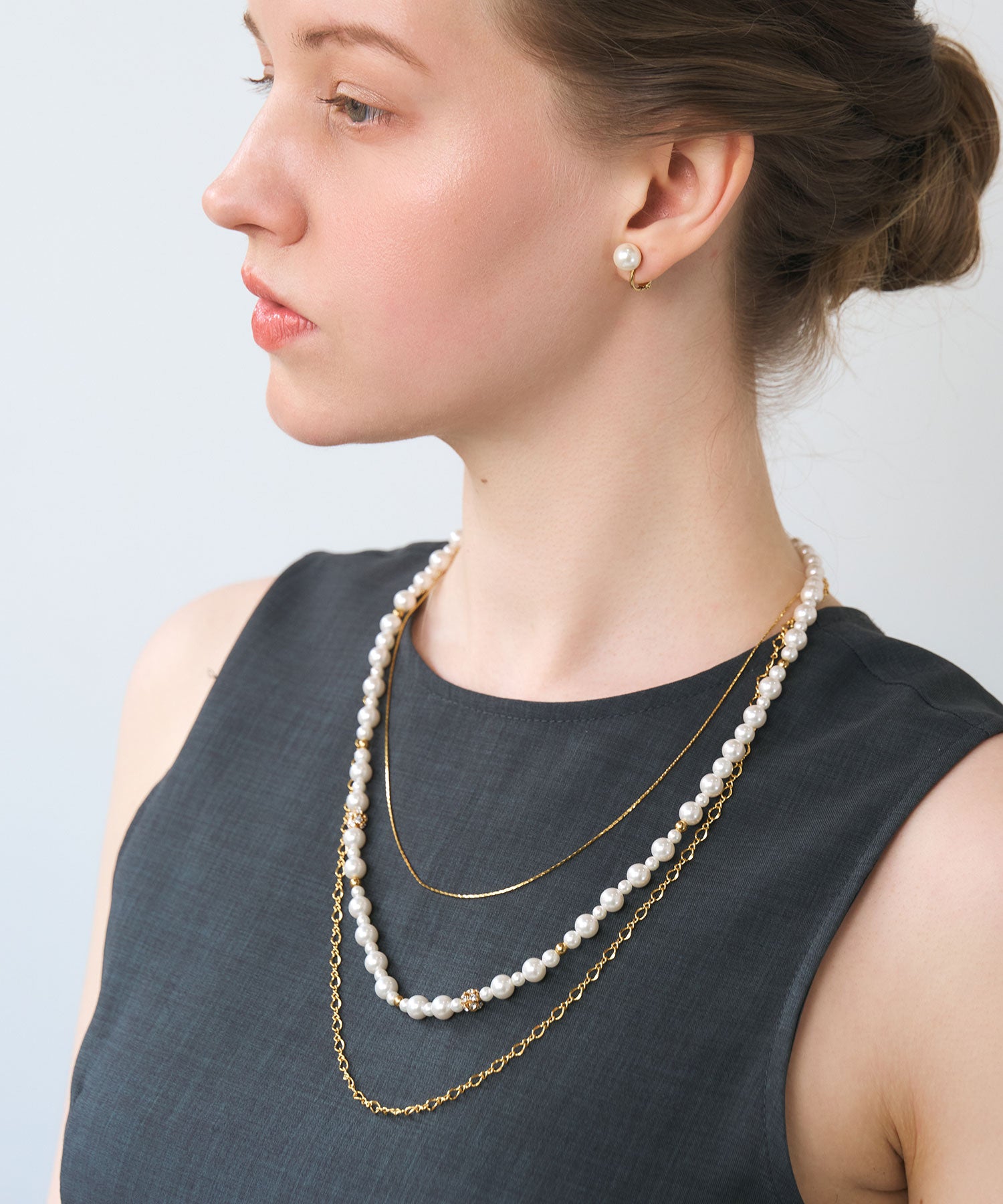 3連ミドルチェーンパールネックレス【MUK voyalibre】