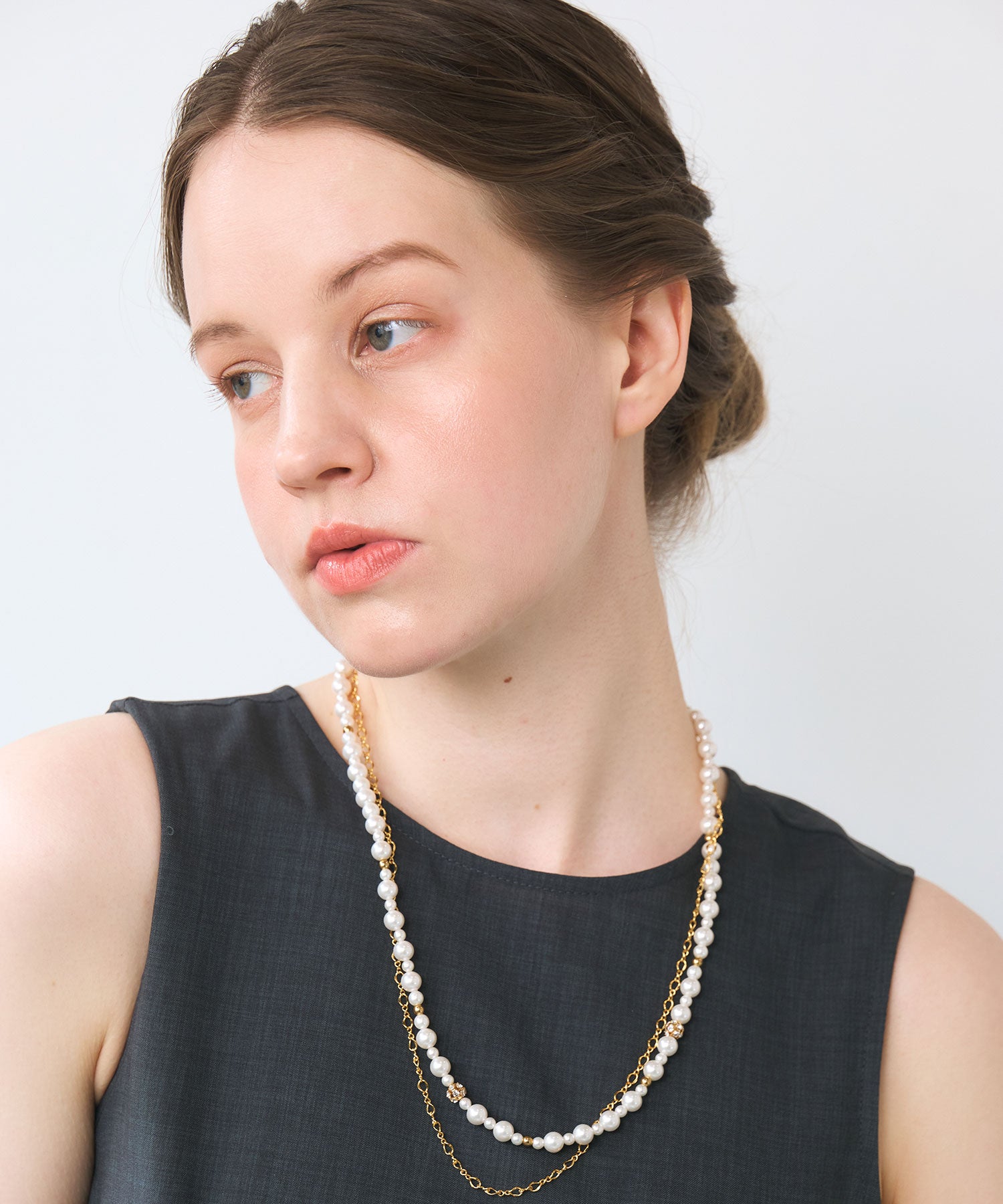 3連ミドルチェーンパールネックレス【MUK voyalibre】