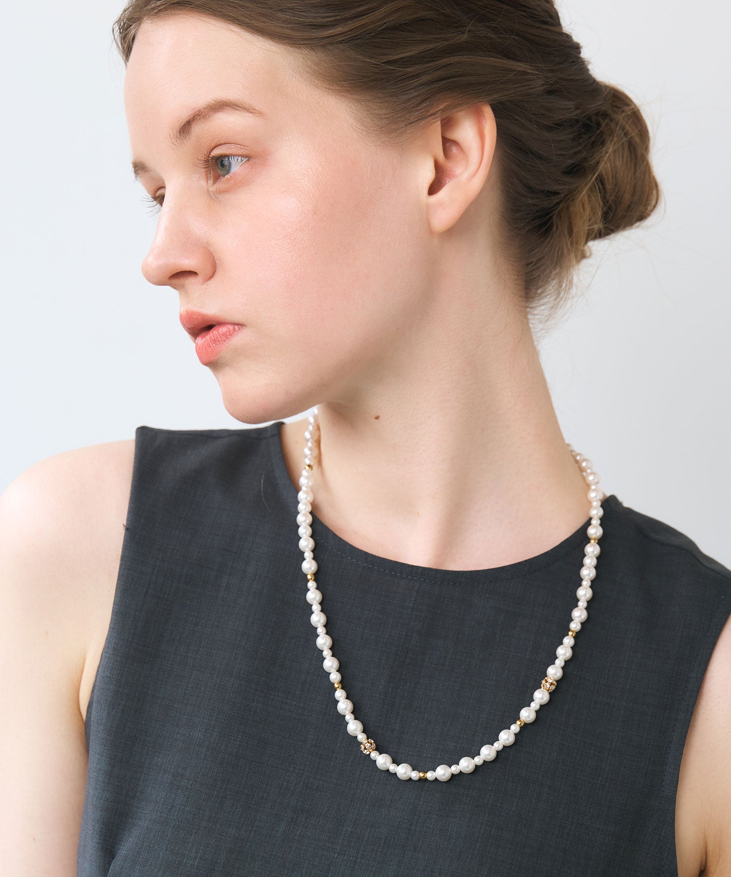 3連ミドルチェーンパールネックレス【MUK voyalibre】