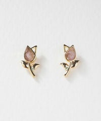 ナチュラルストーンチューリップチタンポストピアス【MUK Dreamy stone】