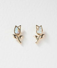 ナチュラルストーンチューリップチタンポストピアス【MUK Dreamy stone】