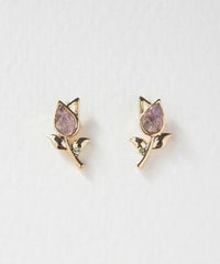 ナチュラルストーンチューリップチタンポストピアス【MUK Dreamy stone】