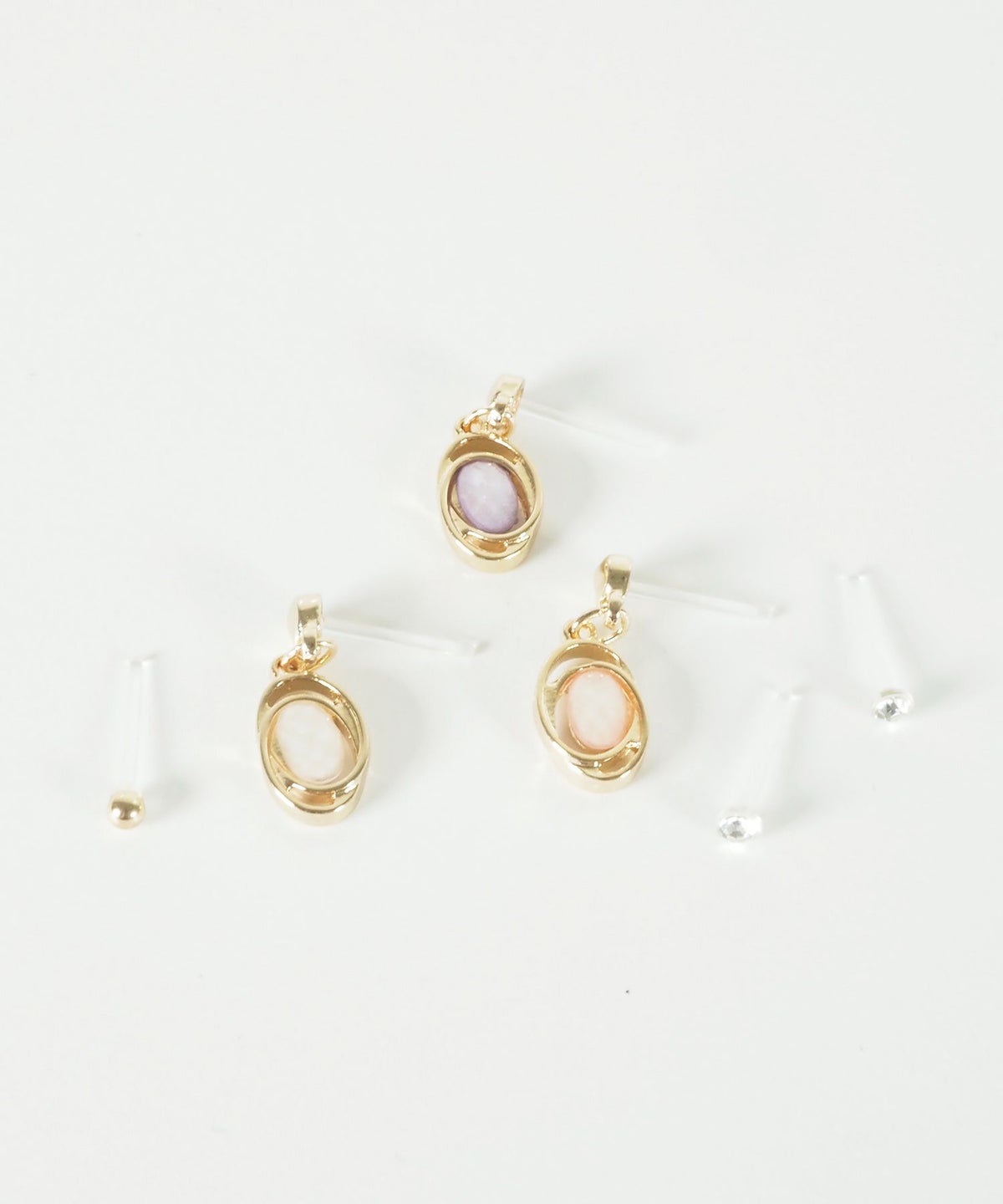 オーバルストーン抗菌樹脂ポストセットピアス