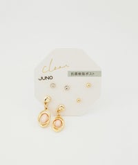 オーバルストーン抗菌樹脂ポストセットピアス