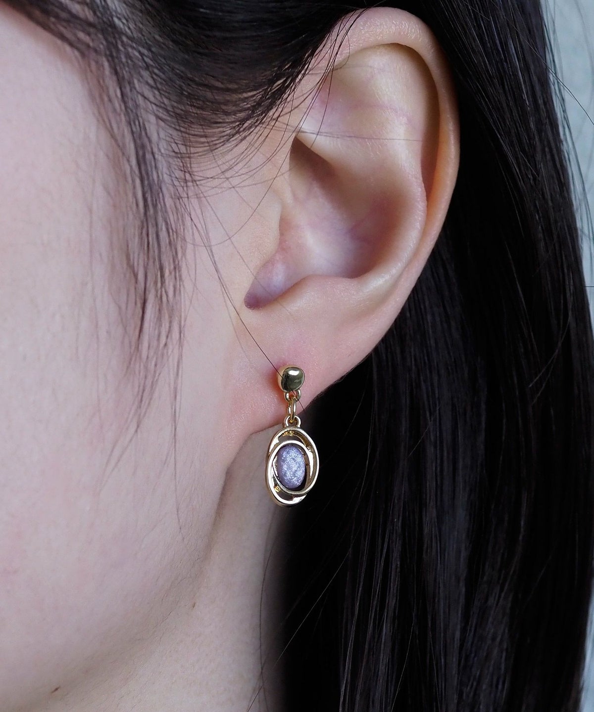 オーバルストーン抗菌樹脂ポストセットピアス