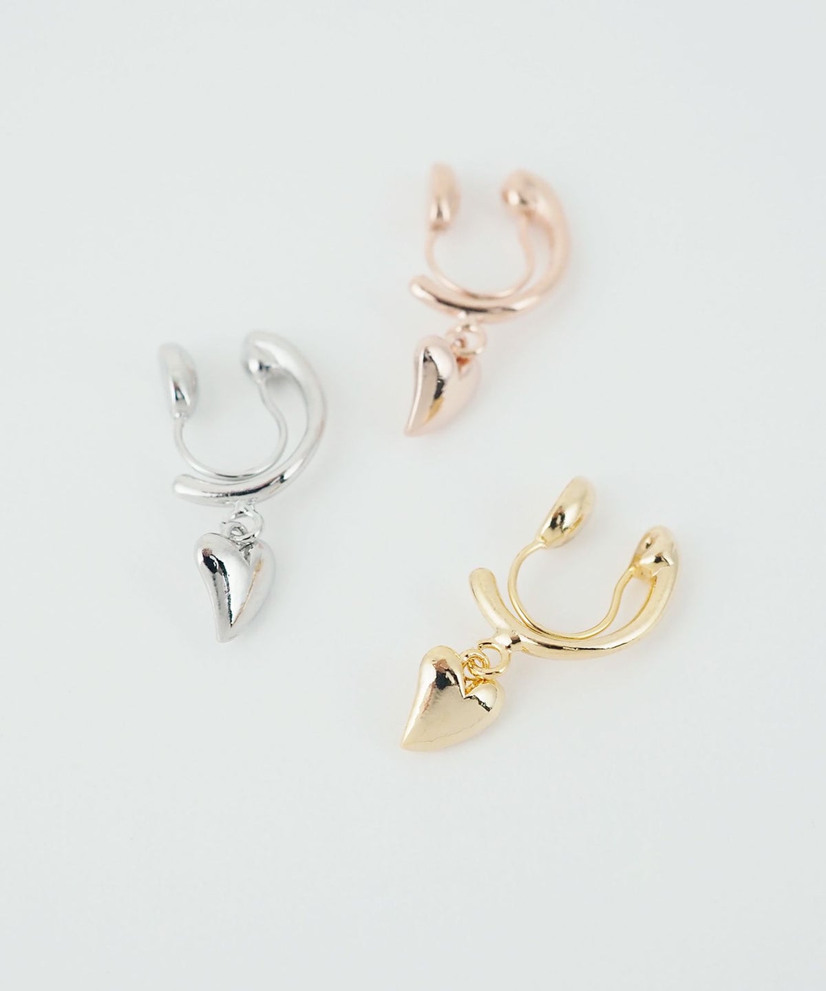ハートフープノンホールイヤリング
