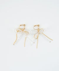 ダブルリボンビーズIMFスプリングイヤリング