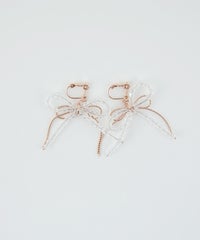 ダブルリボンビーズIMFスプリングイヤリング