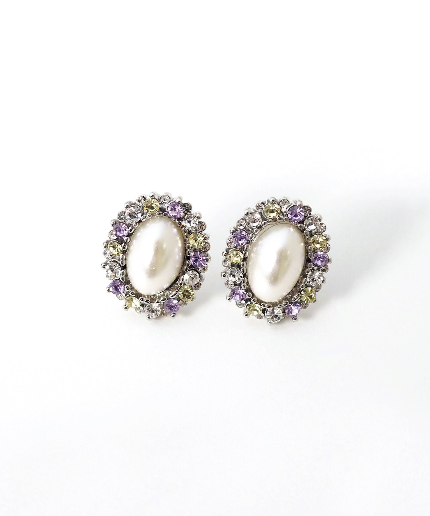 カボションカラービジューチタンポストピアス