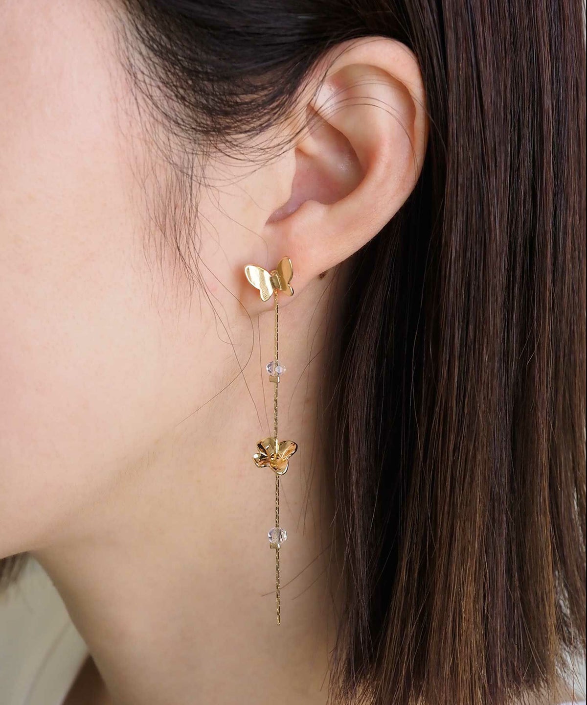 バタフライフラワー2wayチタンポストピアス