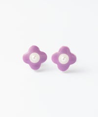 美濃焼陶器小花パールPOPカラーイヤリング【MIKELO】